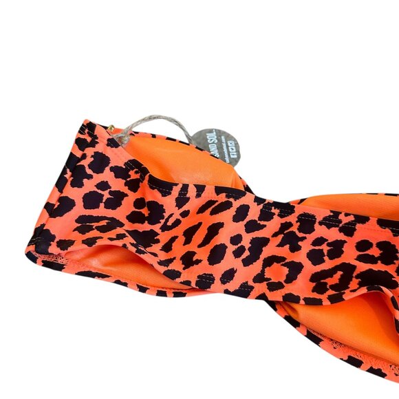 Cabana Del Sol Neon Orange Animal Print Bikini Top Strapless Swimsuit Small NWT - Picture 8 of 9